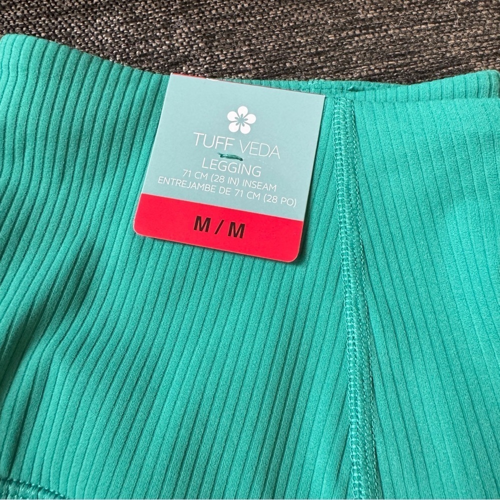 Tuff Athletics Ribbed Teal Leggings with Pockets - Picture 3 of 5